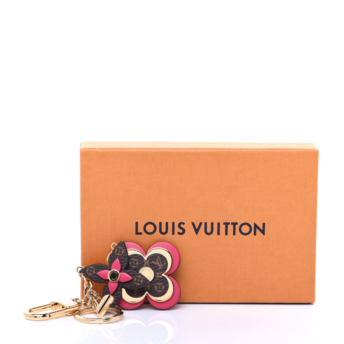 Monogram Blooming Flowers Bag Charm Key Holder Brown