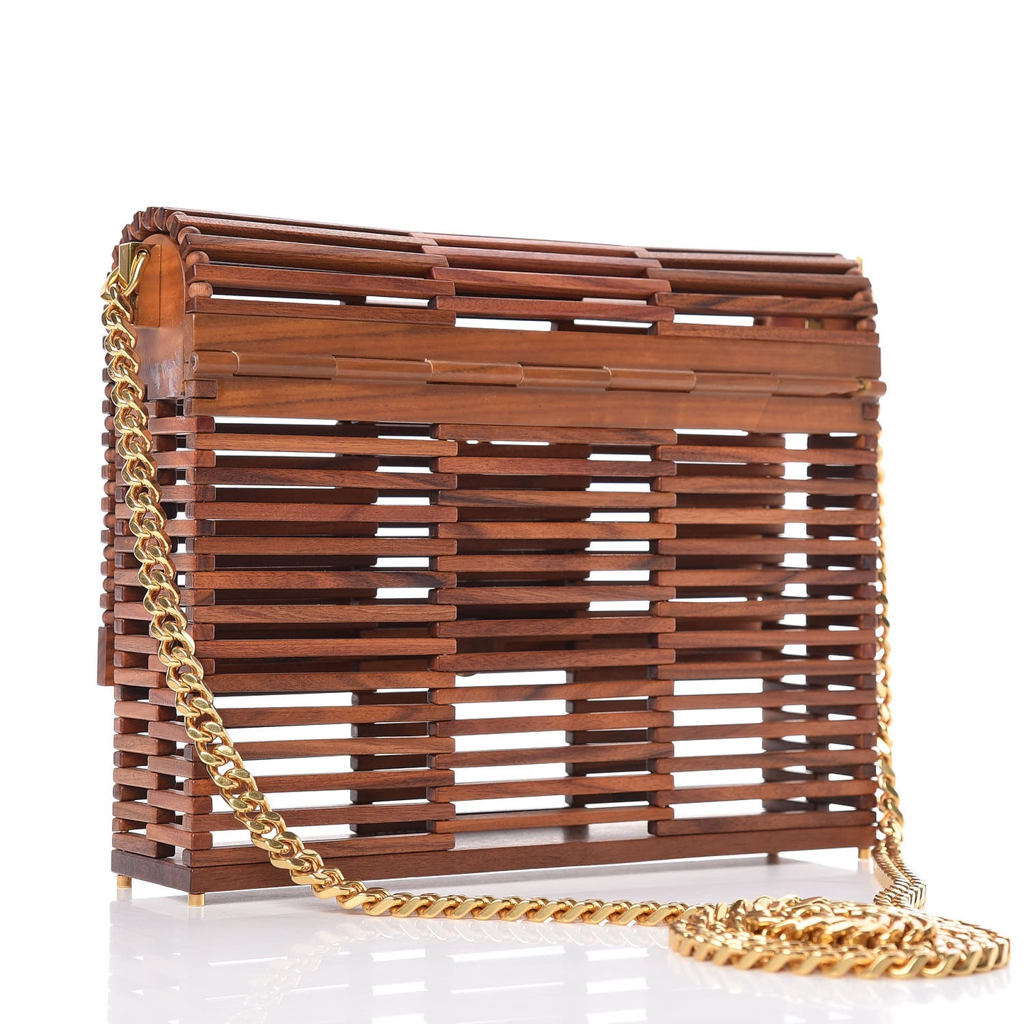 Wood Small Monogram Kate Box Bag Brown