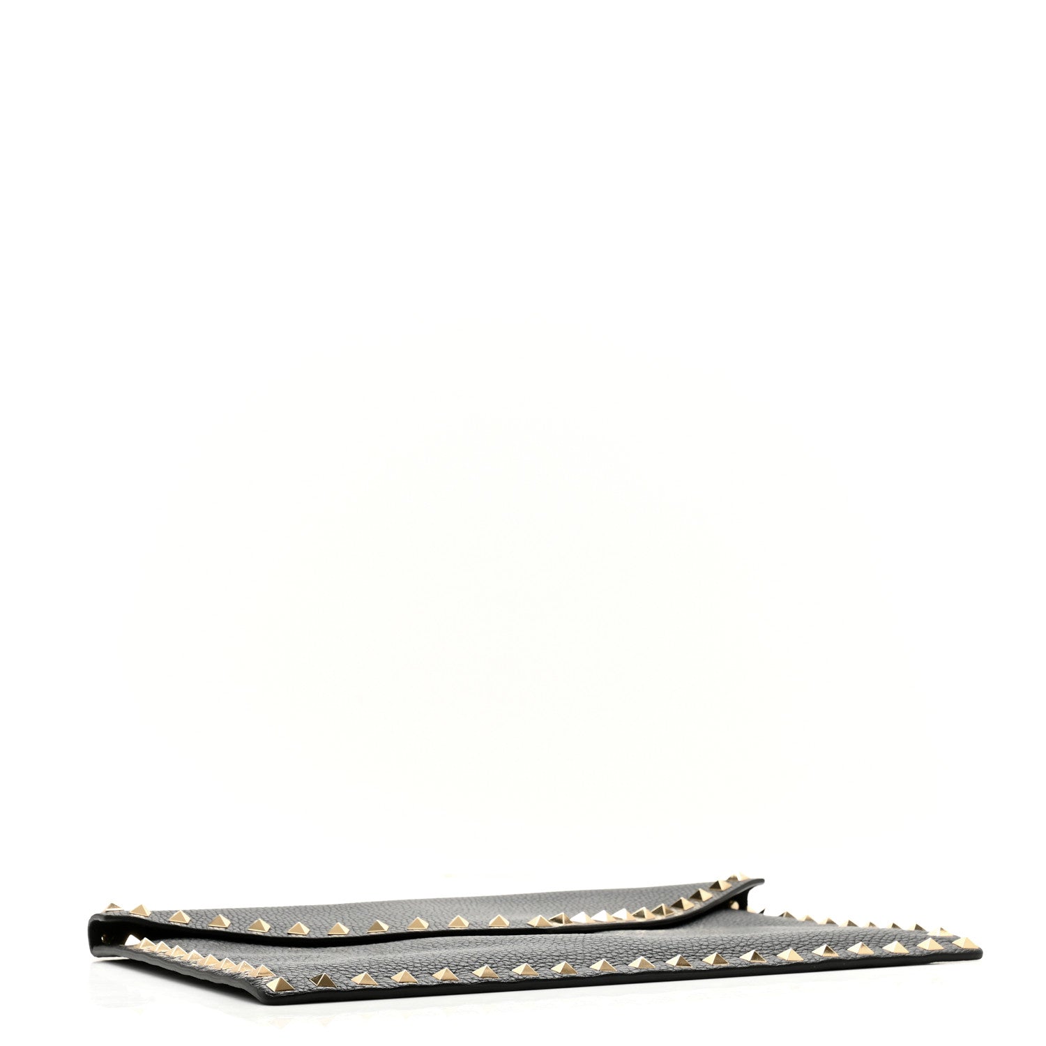 Valentino Garavani Pebbled Calfskin Large Rockstud Envelope Clutch Black 4 of 7