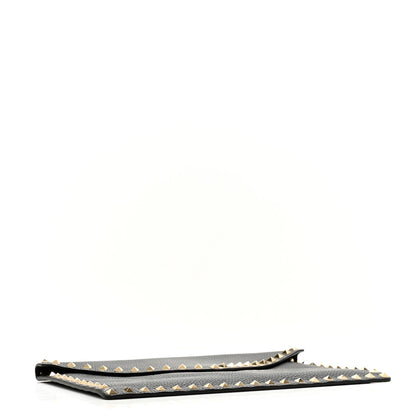 Valentino Garavani Pebbled Calfskin Large Rockstud Envelope Clutch Black 4 of 7