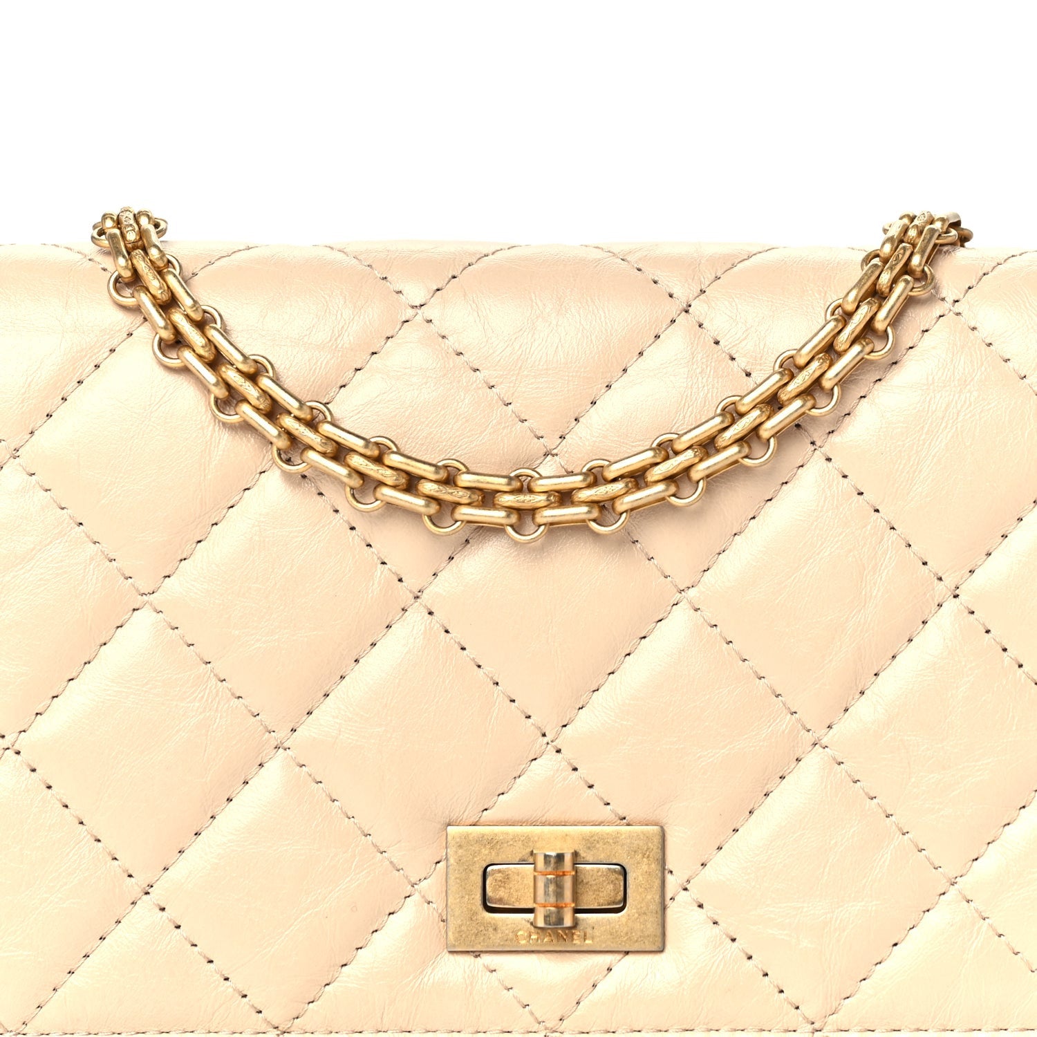 Chanel Aged Calfskin Quilted Reissue Wallet On Chain WOC Beige 7 of 9