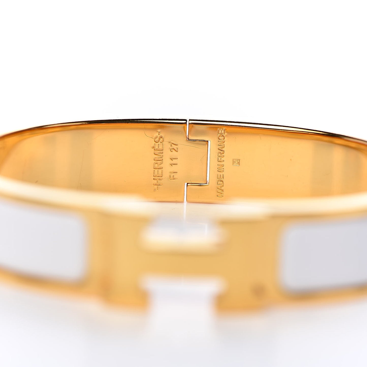 Enamel Narrow Clic Clac H Bracelet PM White