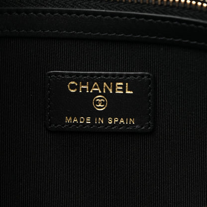 Chanel Lambskin Quilted Large Boy Zip Pouch Black 6 of 8