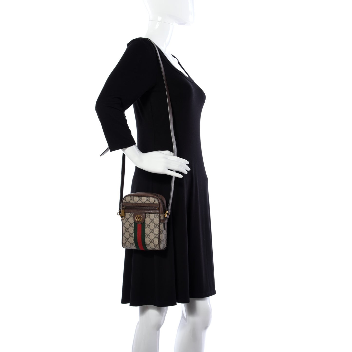 GG Supreme Monogram Web Mini Ophidia Messenger Brown