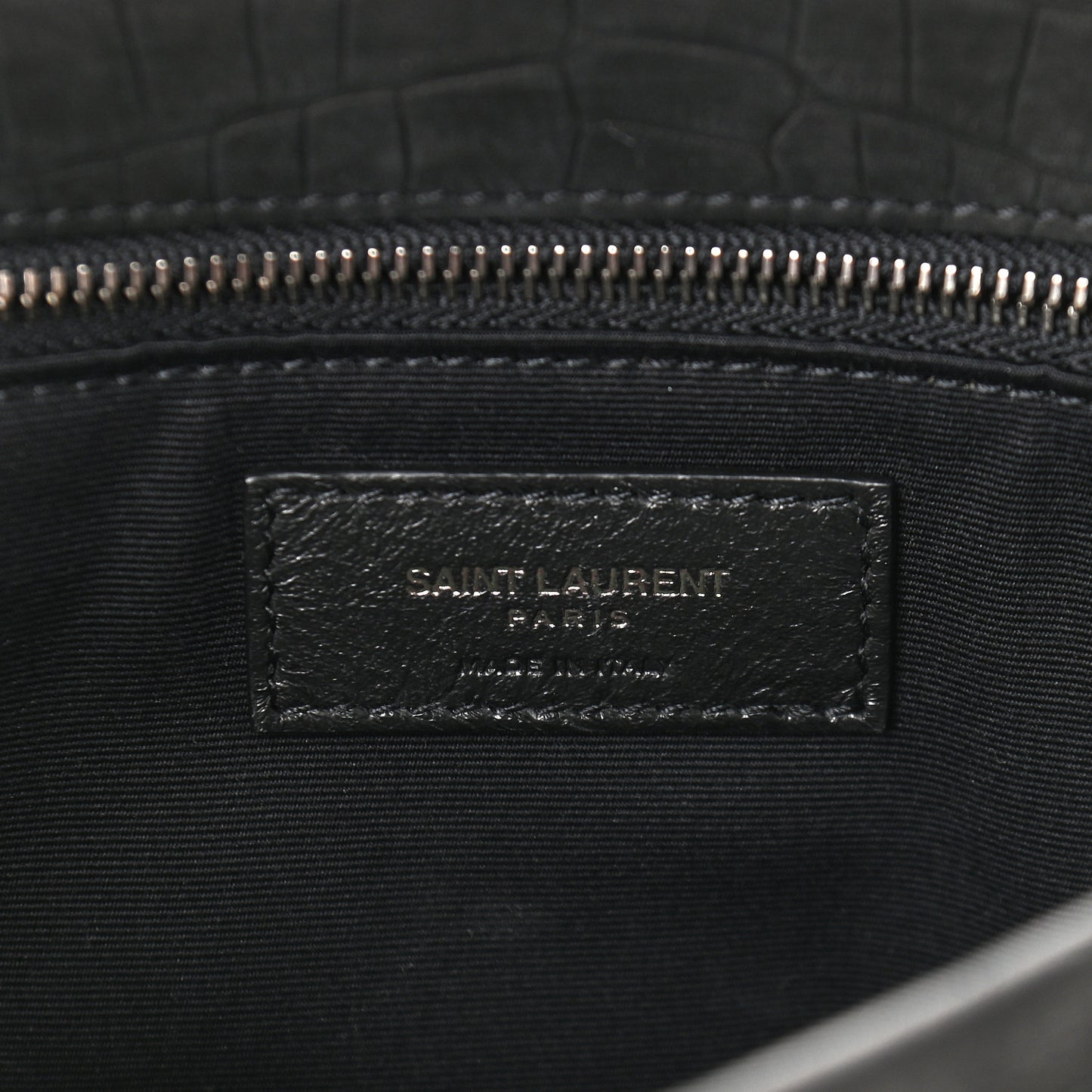 Nubuck Crocodile Embossed Monogram Medium Niki Chain Satchel Black