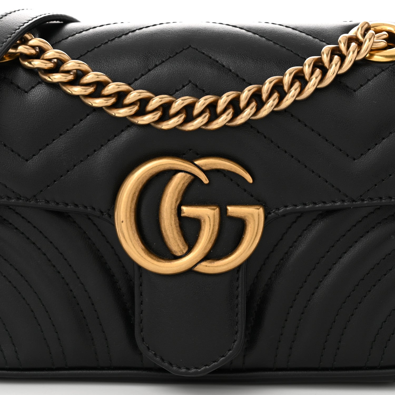 Gucci Calfskin Matelasse Mini GG Marmont Shoulder Bag Black 8 of 10