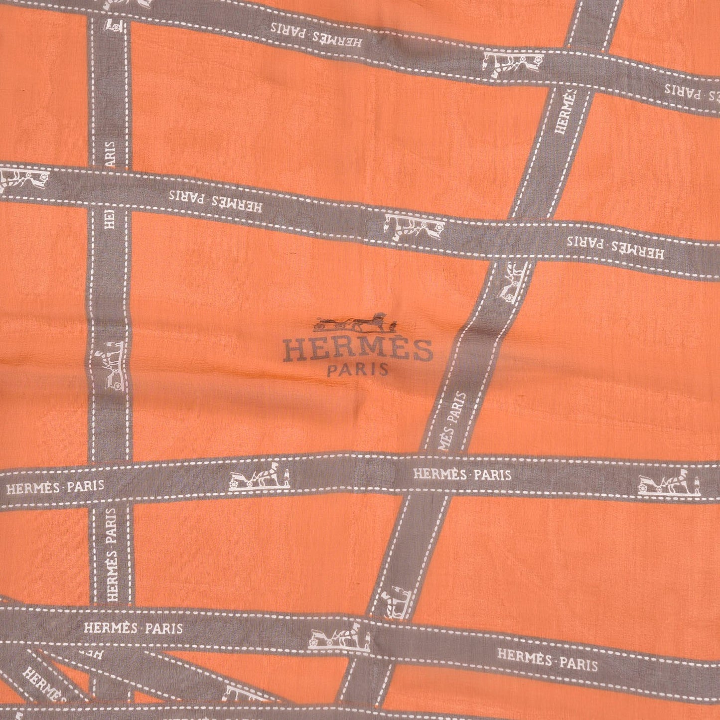 Silk Mousseline Bolduc Shawl 140 Orange