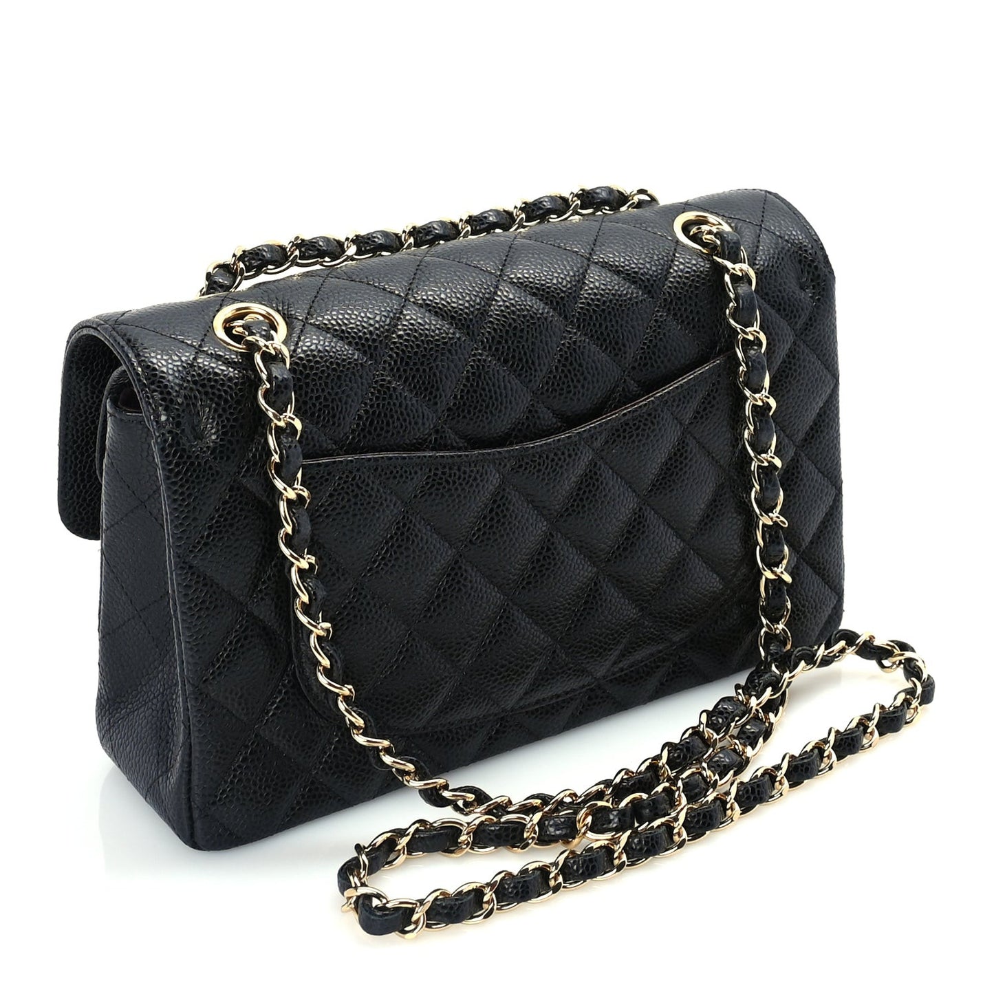 Caviar Quilted Small Double Flap  Black