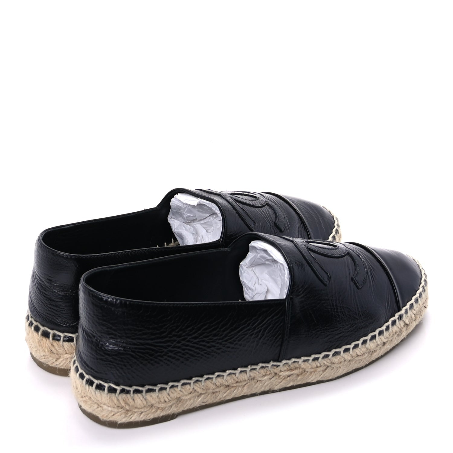 Chanel Laminated Goatskin CC Espadrilles 38  Black 4 of 10