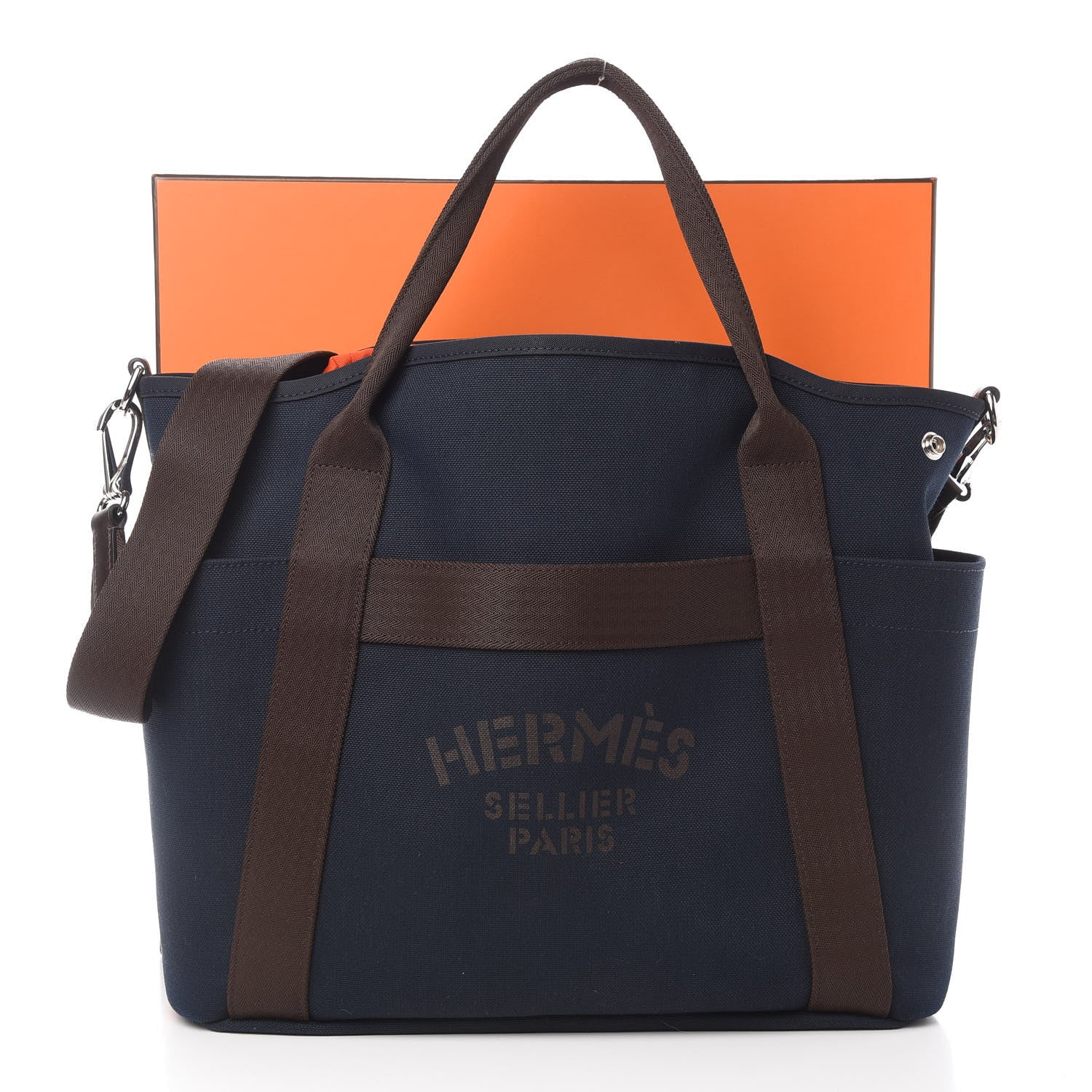 Hermes Toile Sac De Pansage Groom Bleu Navy Feu 13 of 13