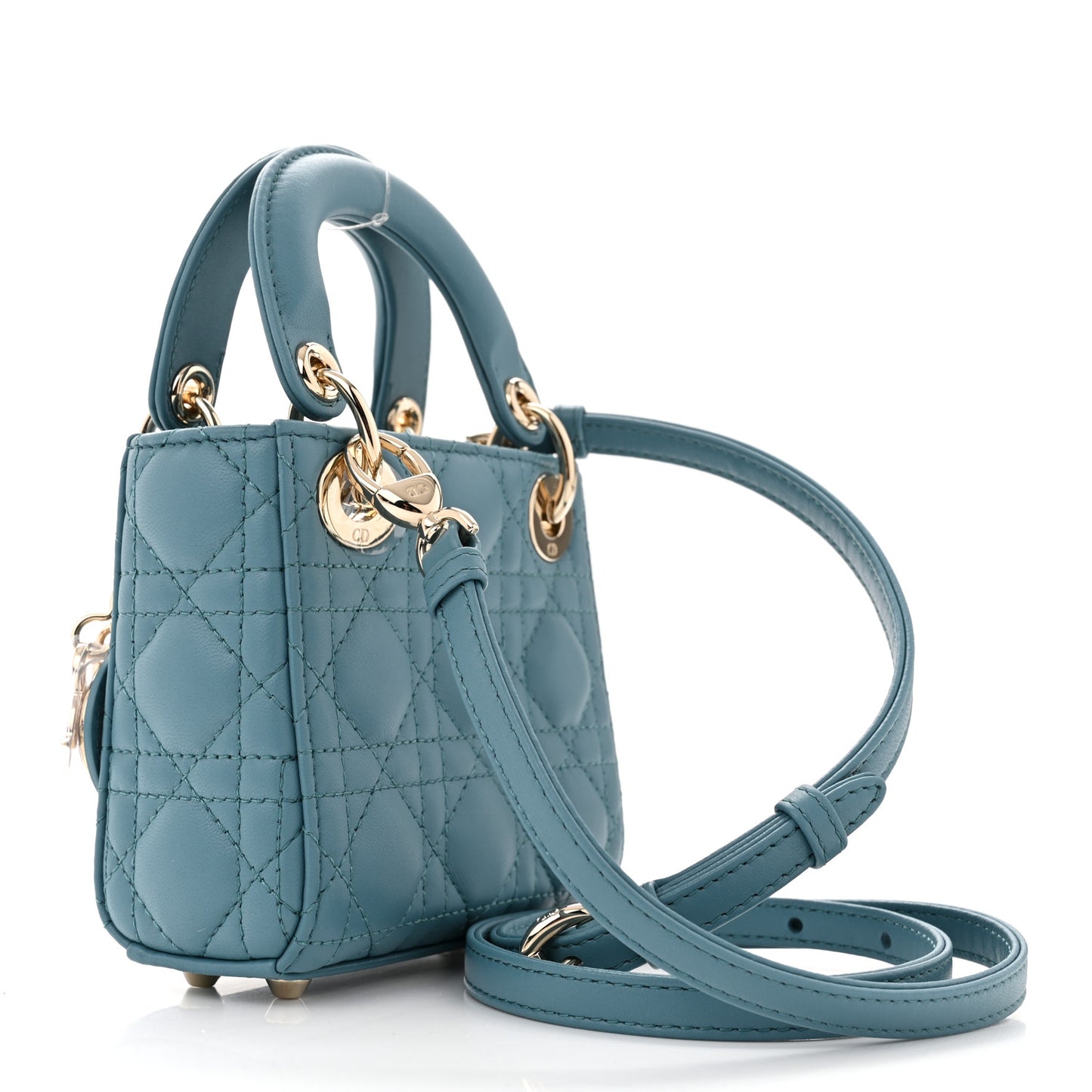 Lambskin Cannage Micro Lady Dior Cloud Blue