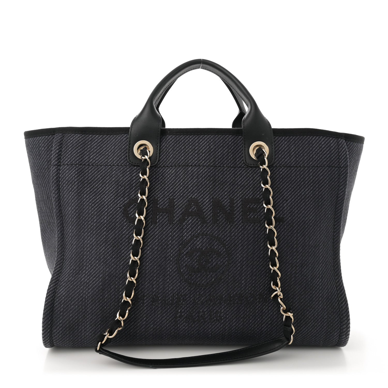Chanel Woven Straw Raffia Medium Deauville Tote Black 1 of 14