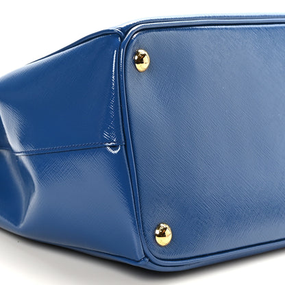 Prada Saffiano Vernice Medium Galleria Double Zip Azzurro 7 of 8