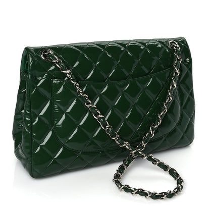 Chanel Patent Quilted Jumbo Double Flap Green 2 of 9