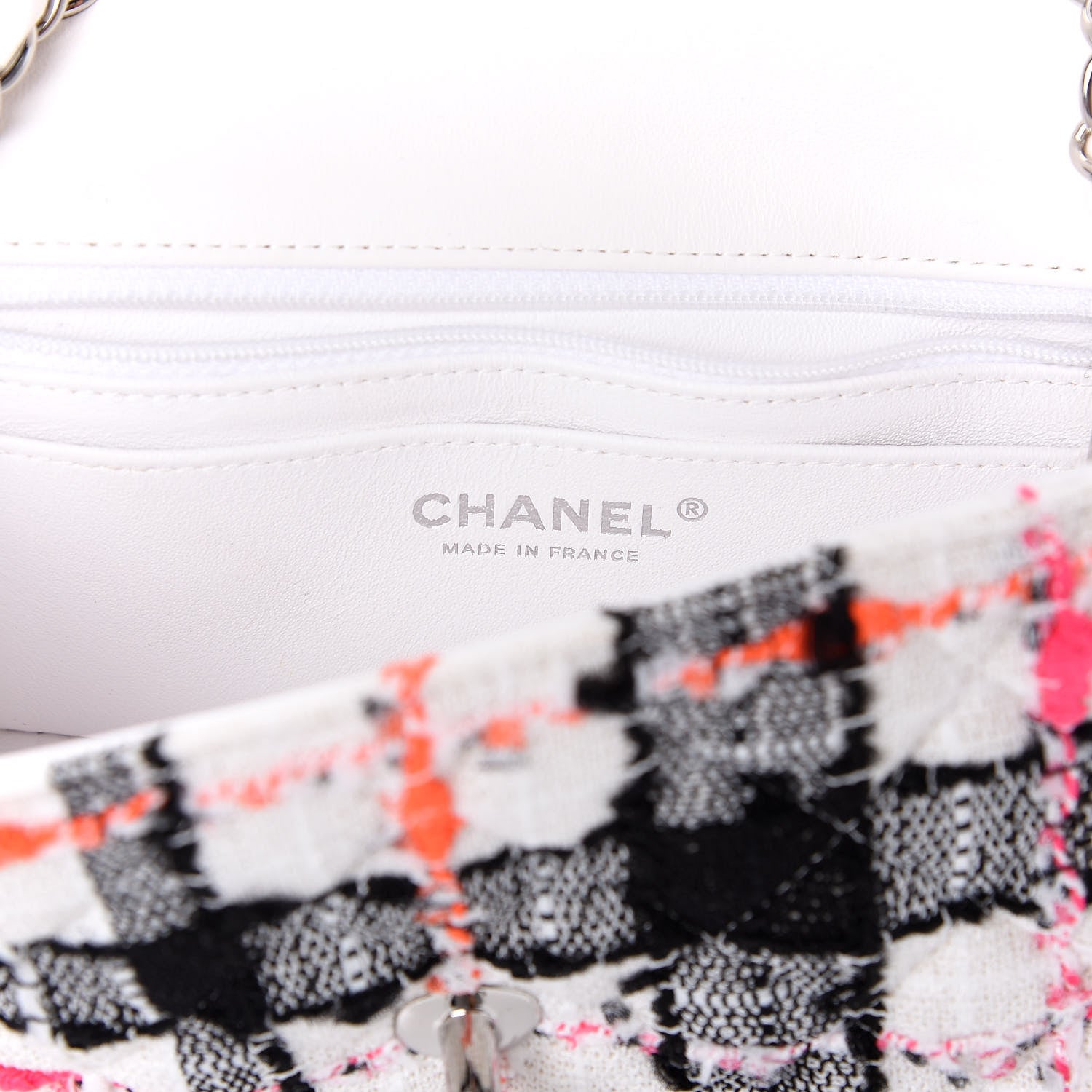 Chanel Tweed Quilted Mini Rectangular Flap Black White Pink 6 of 11