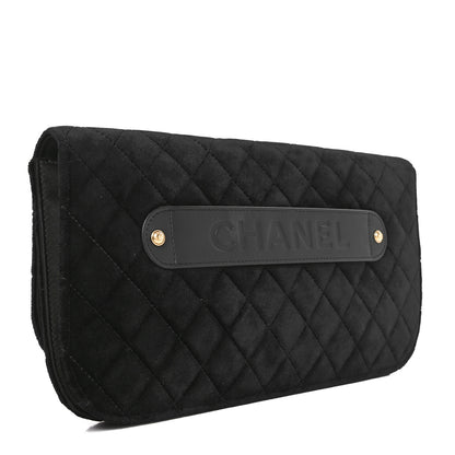 Chanel Velvet Quilted CC Pearl Clutch Black 3 of 10