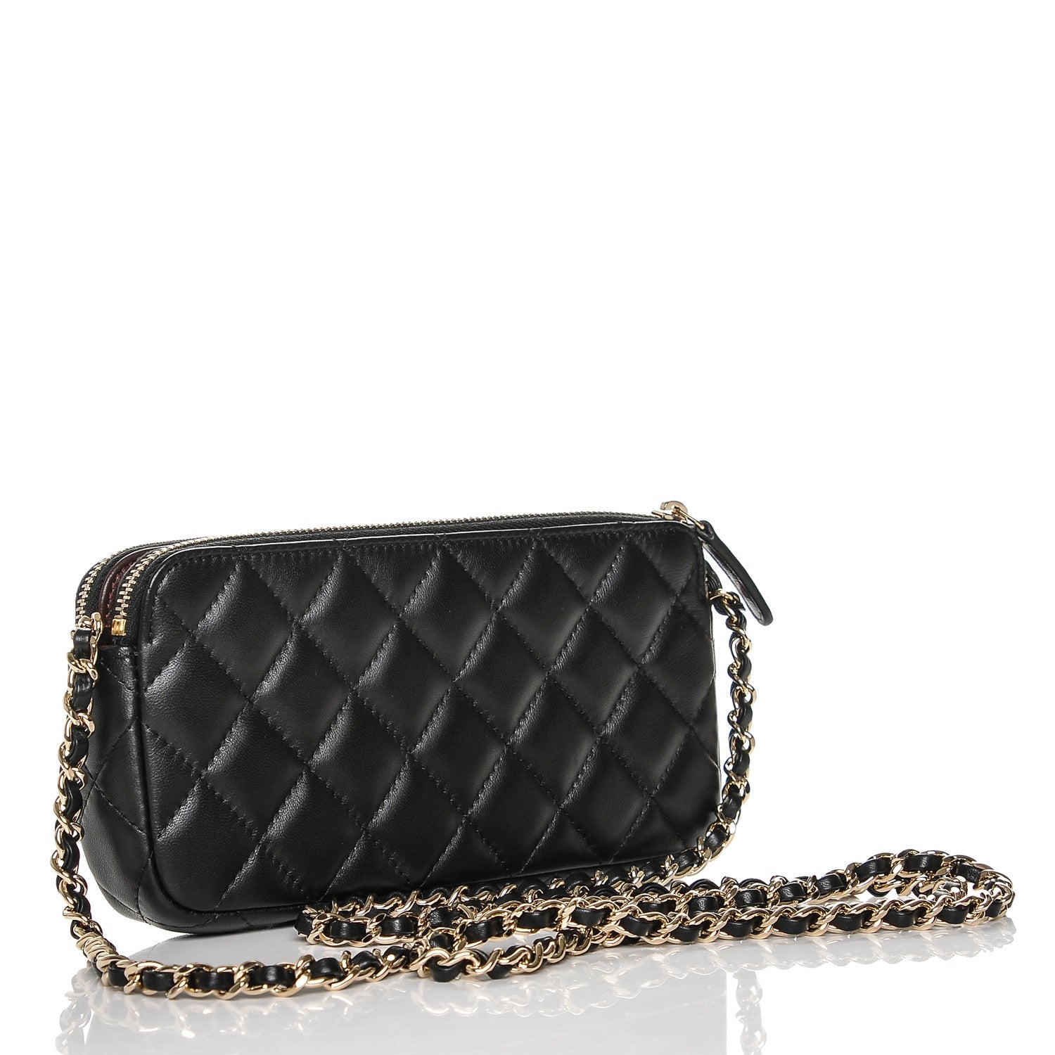Chanel Lambskin Quilted Small Clutch With Chain Black 3 of 8