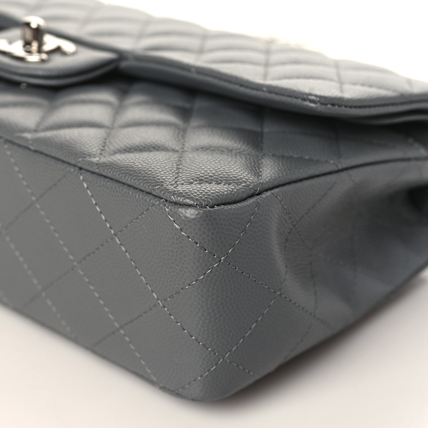 Chanel Caviar Quilted Medium Double Flap Dark Grey 9 of 9