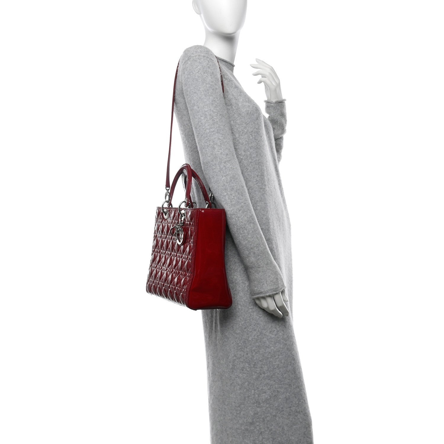 Christian Dior Patent Cannage Large Lady Dior Red 2 of 7
