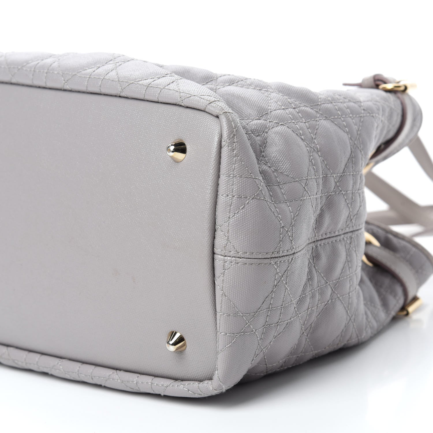 Christian Dior Coated Canvas Cannage Small Panarea Tote Grey 7 of 10