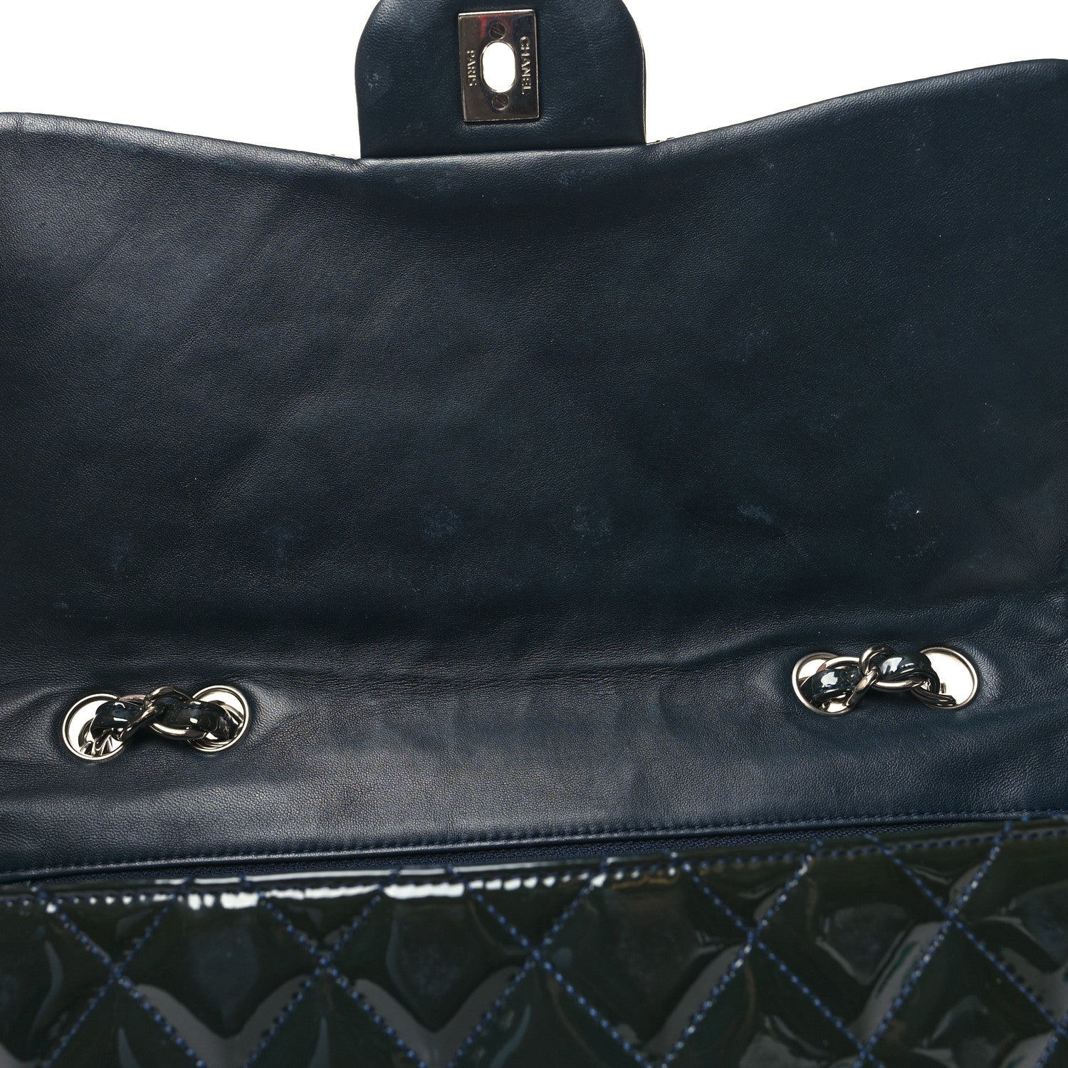 Chanel Patent Quilted Jumbo Single Flap Navy 11 of 11