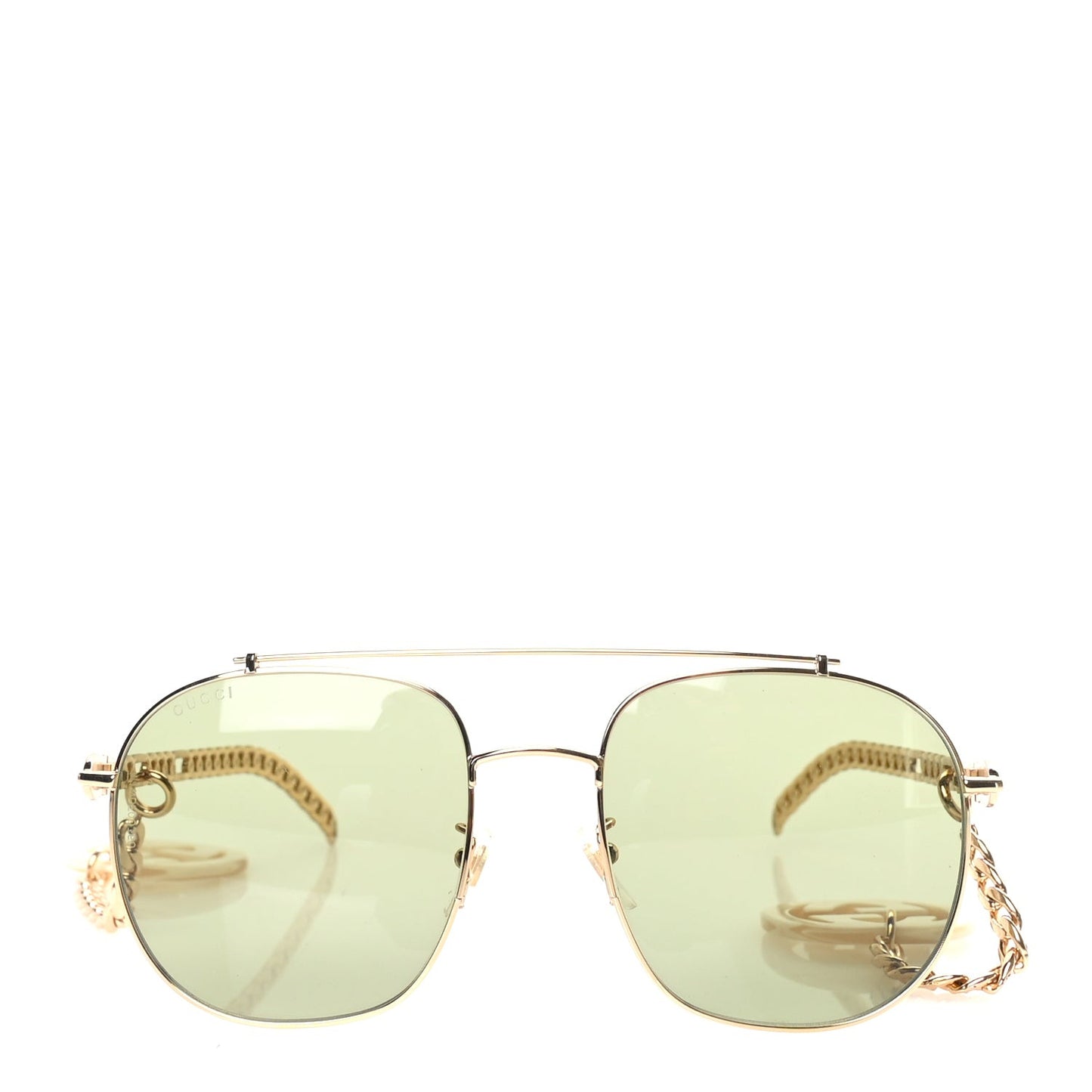 Aviator Charm Chain Sunglasses GG0727S  Gold Green