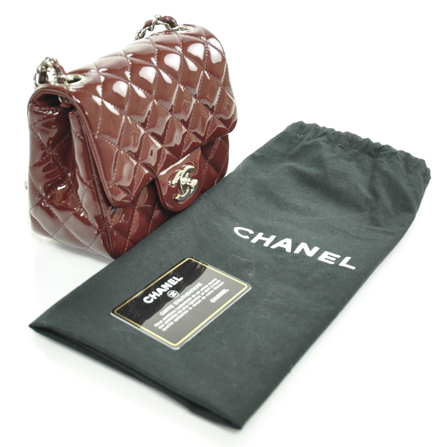 Chanel Patent Quilted Mini Flap Bordeaux 3 of 11