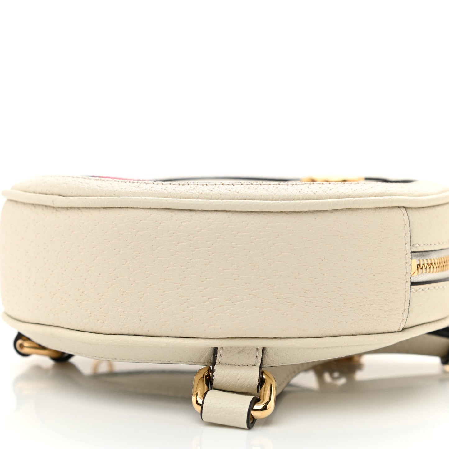 Textured Calfskin Web Mini Ophidia Round Backpack Mystic White