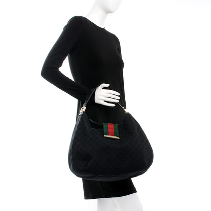 Gucci Monogram Large New Ladies Web Hobo Black 2 of 10
