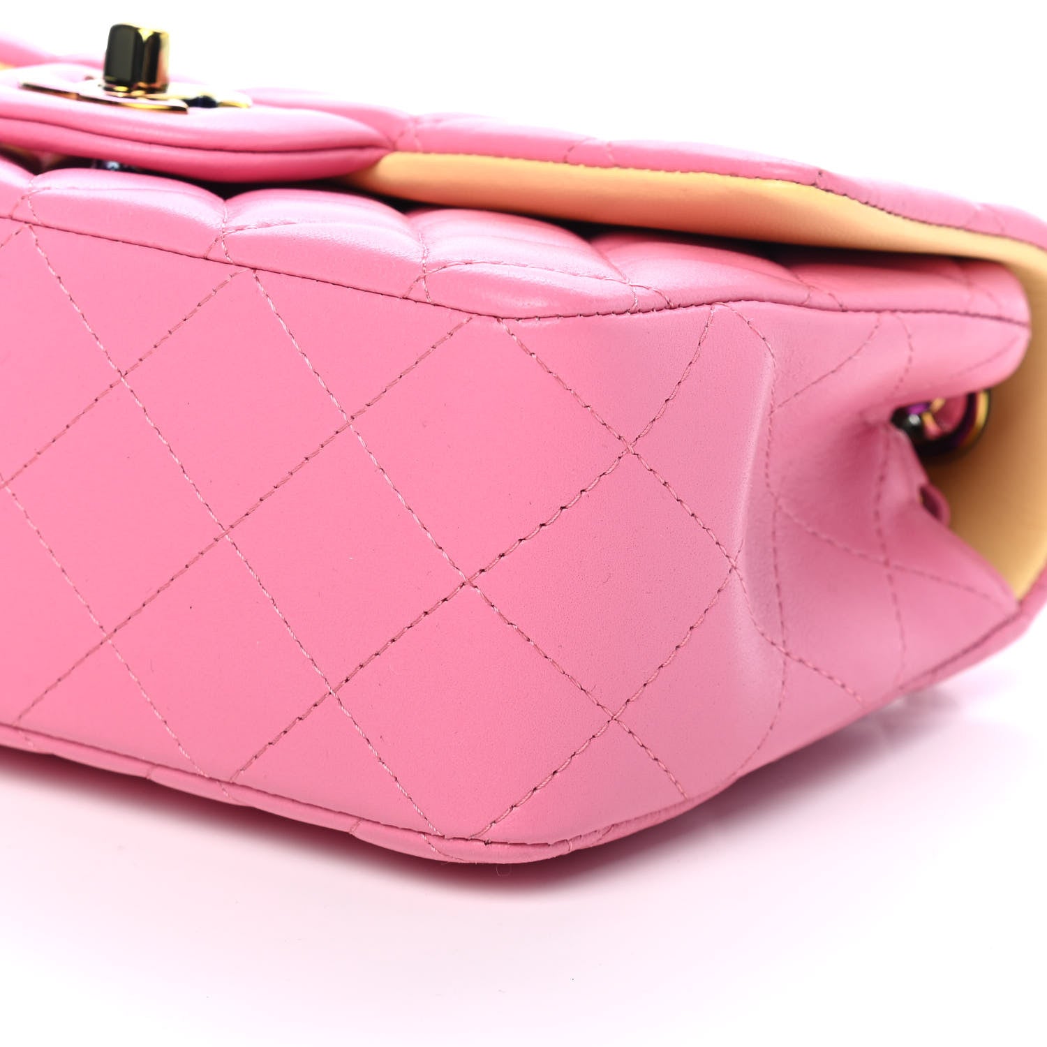Chanel Lambskin Quilted Mini Rectangular Flap Pink Yellow 9 of 9