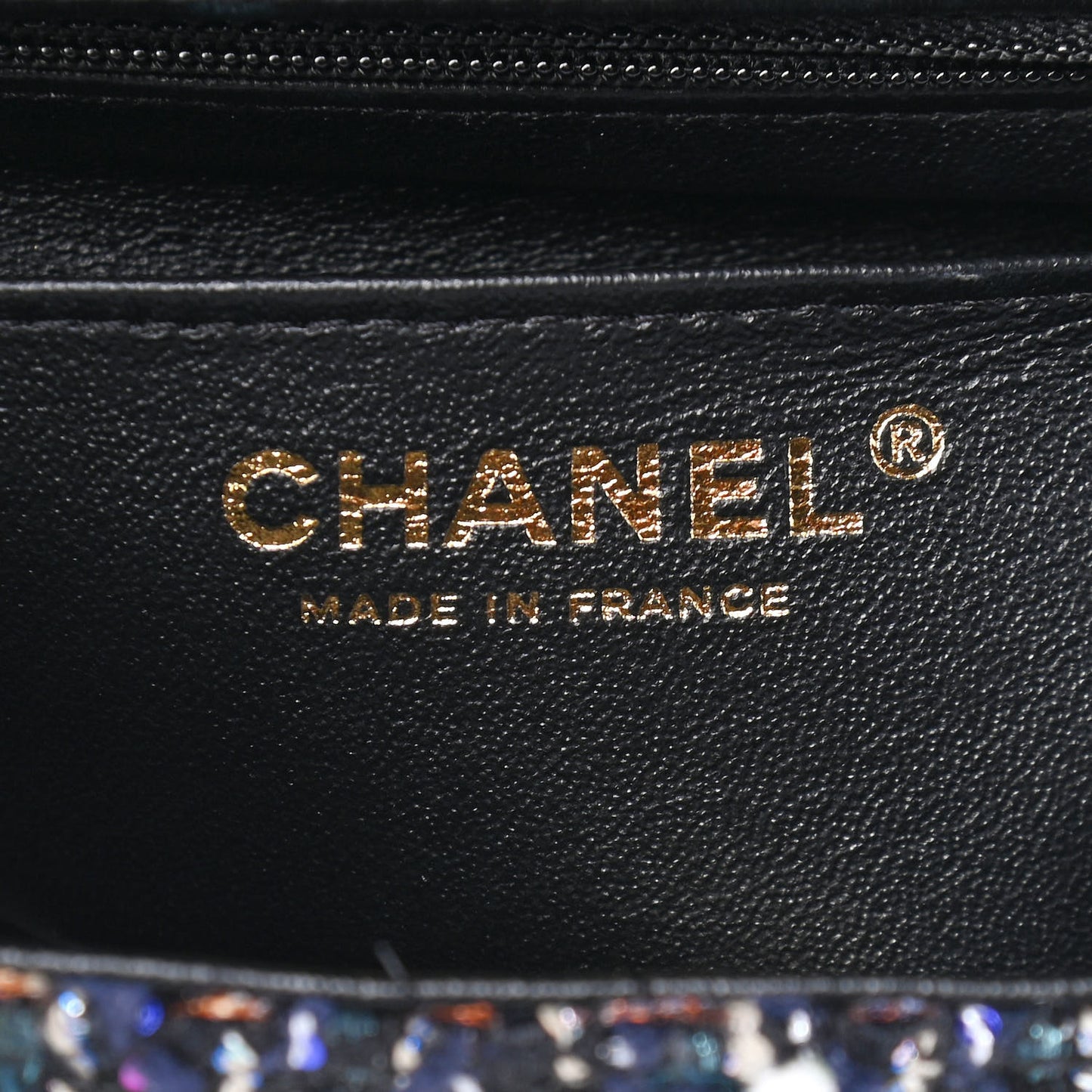 Glittered Tweed Quilted Mini Rectangular Flap Navy Blue Mulitcolor