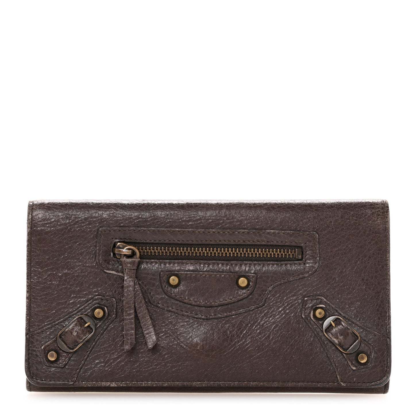 Agneau Classic Hardware Money Wallet Brown