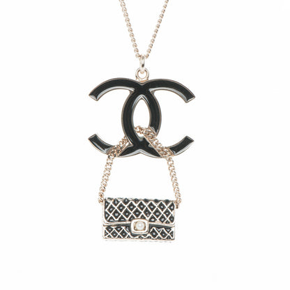 Chanel Enamel Pearl CC Flap Pedant Necklace Black 4 of 5