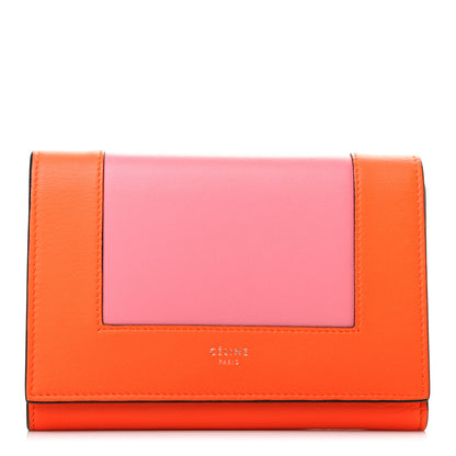 Celine Smooth Lambskin Medium Frame Multifunction Wallet Orange Flamingo 1 of 6