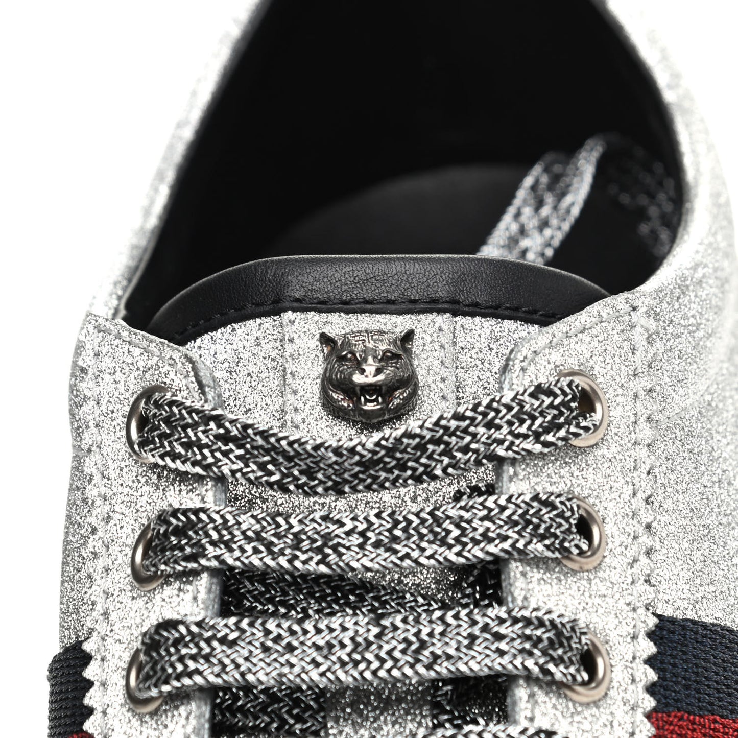 Glitter Fabric Studded Web Mens Sneakers 9 Silver