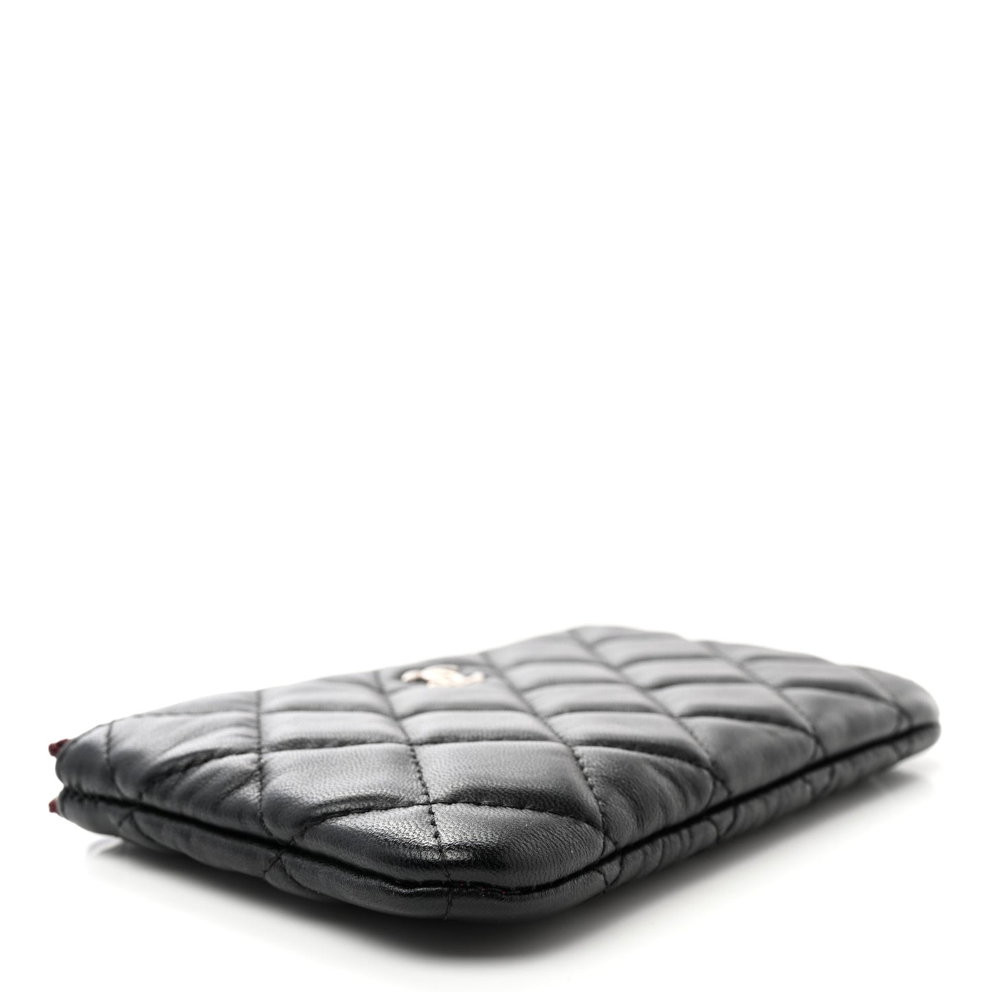 Lambskin Quilted Small Cosmetic Case Black