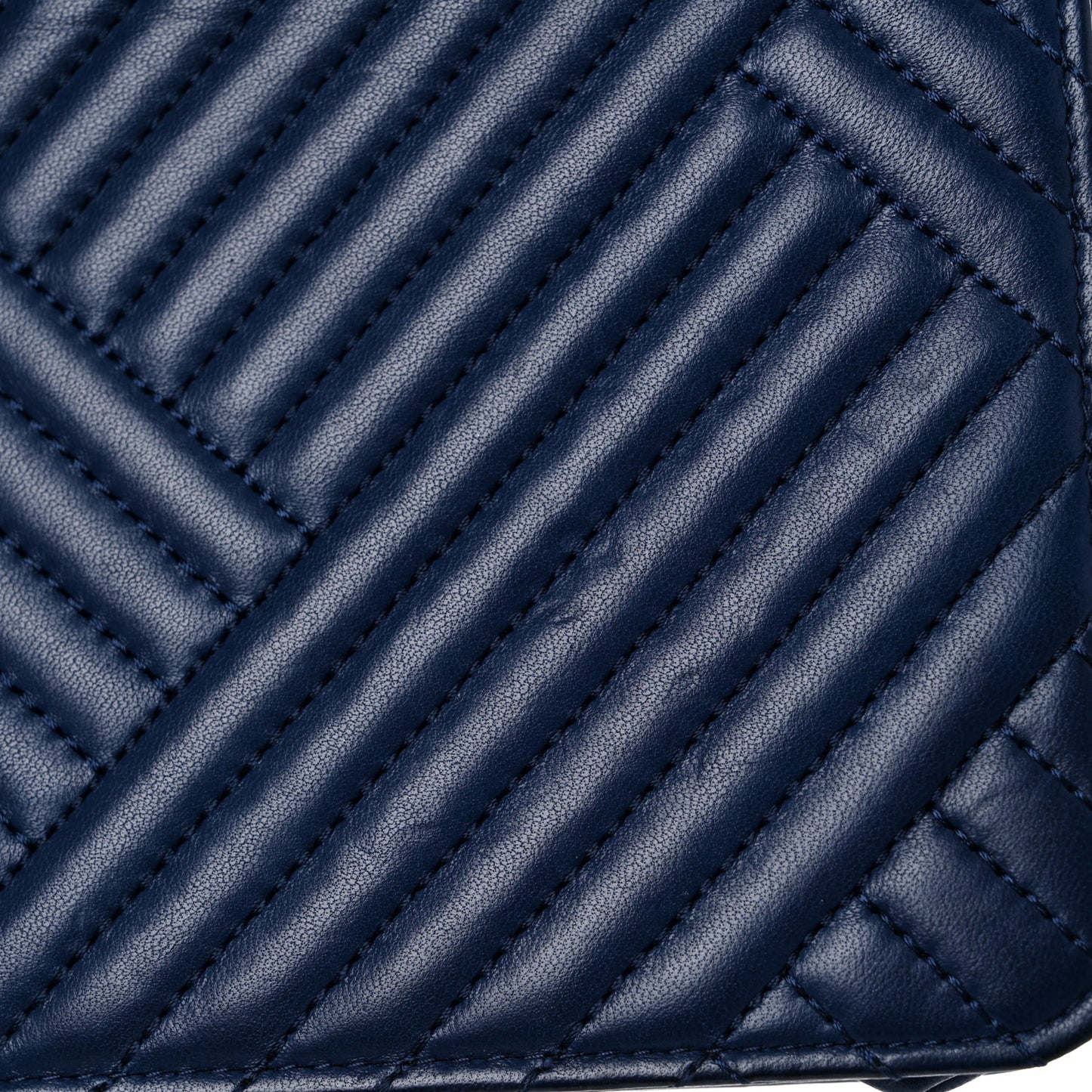 Lambskin Quilted CC Crossing Wallet On Chain WOC Blue