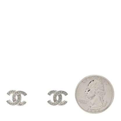 Chanel Crystal CC Earrings Silver 2 of 4