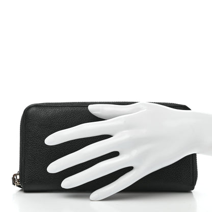 Saint Laurent Grained Calfskin Rive Gauche Zip Around Wallet Black 2 of 8