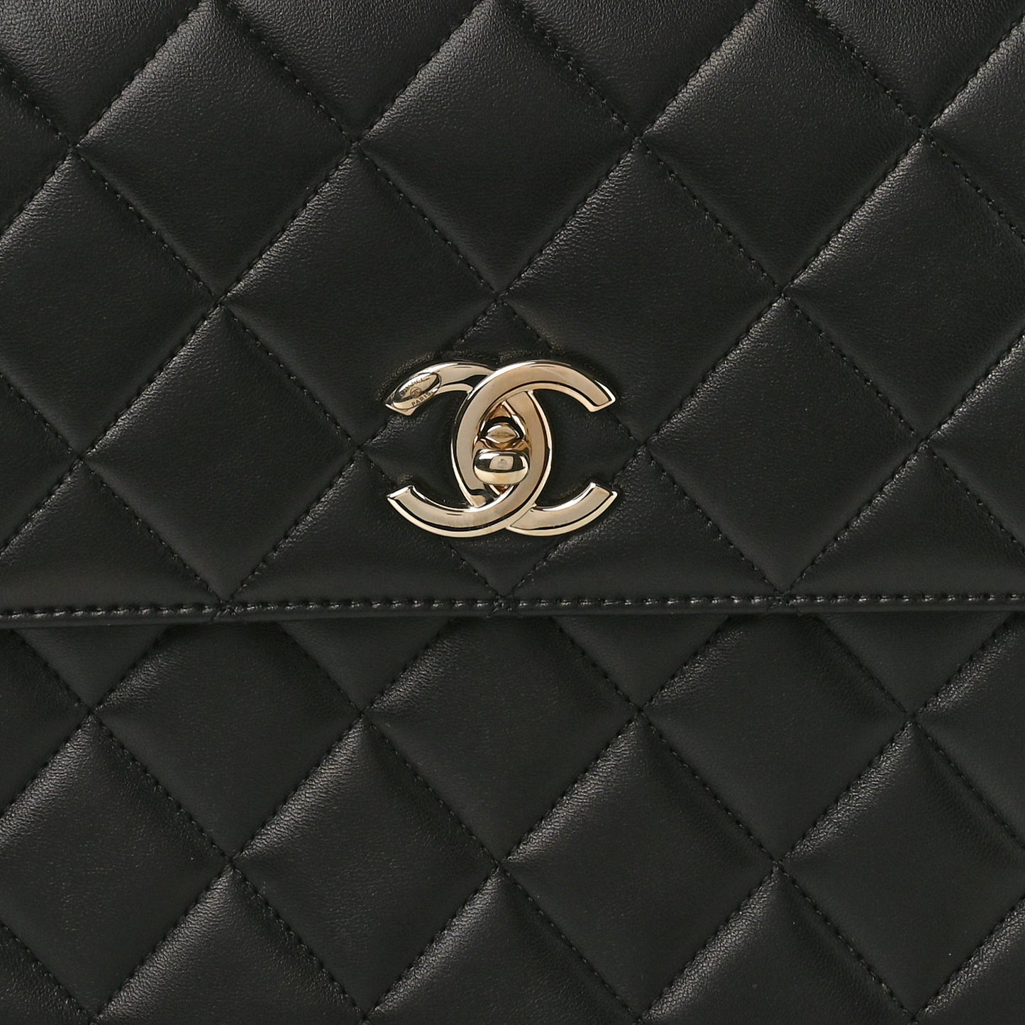 Lambskin Quilted Medium Trendy CC Flap Dual Handle Bag Black