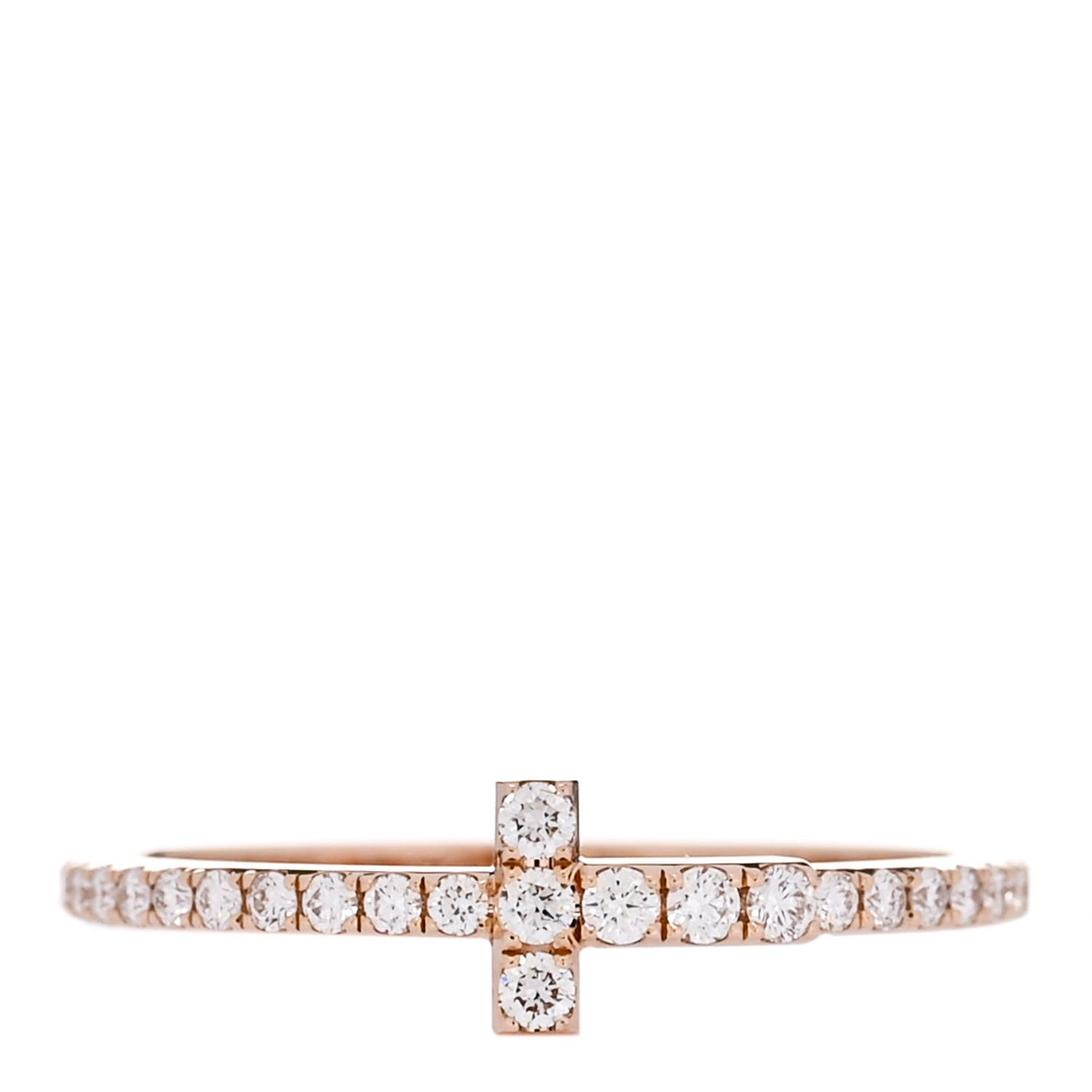 18K Rose Gold Diamond T Wire Pave Ring 48 4.5