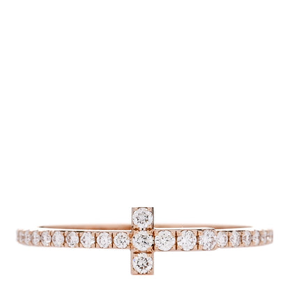 Tiffany 18K Rose Gold Diamond T Wire Pave Ring 48 4.5 1 of 4