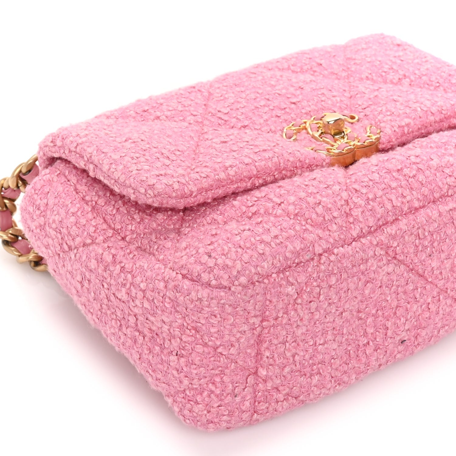 Chanel Tweed Quilted Medium  19 Flap Pink 8 of 9