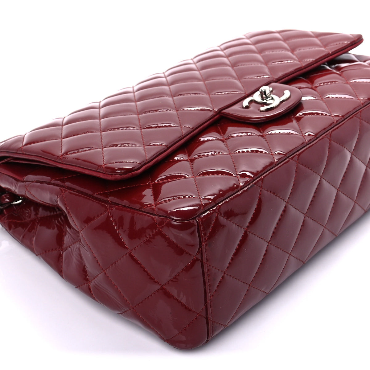 Patent Quilted Maxi Double Flap Red