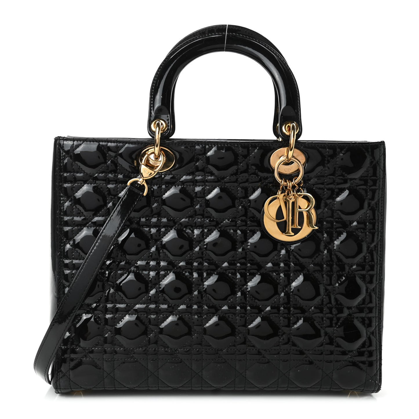 Patent Cannage Large Lady Dior Black