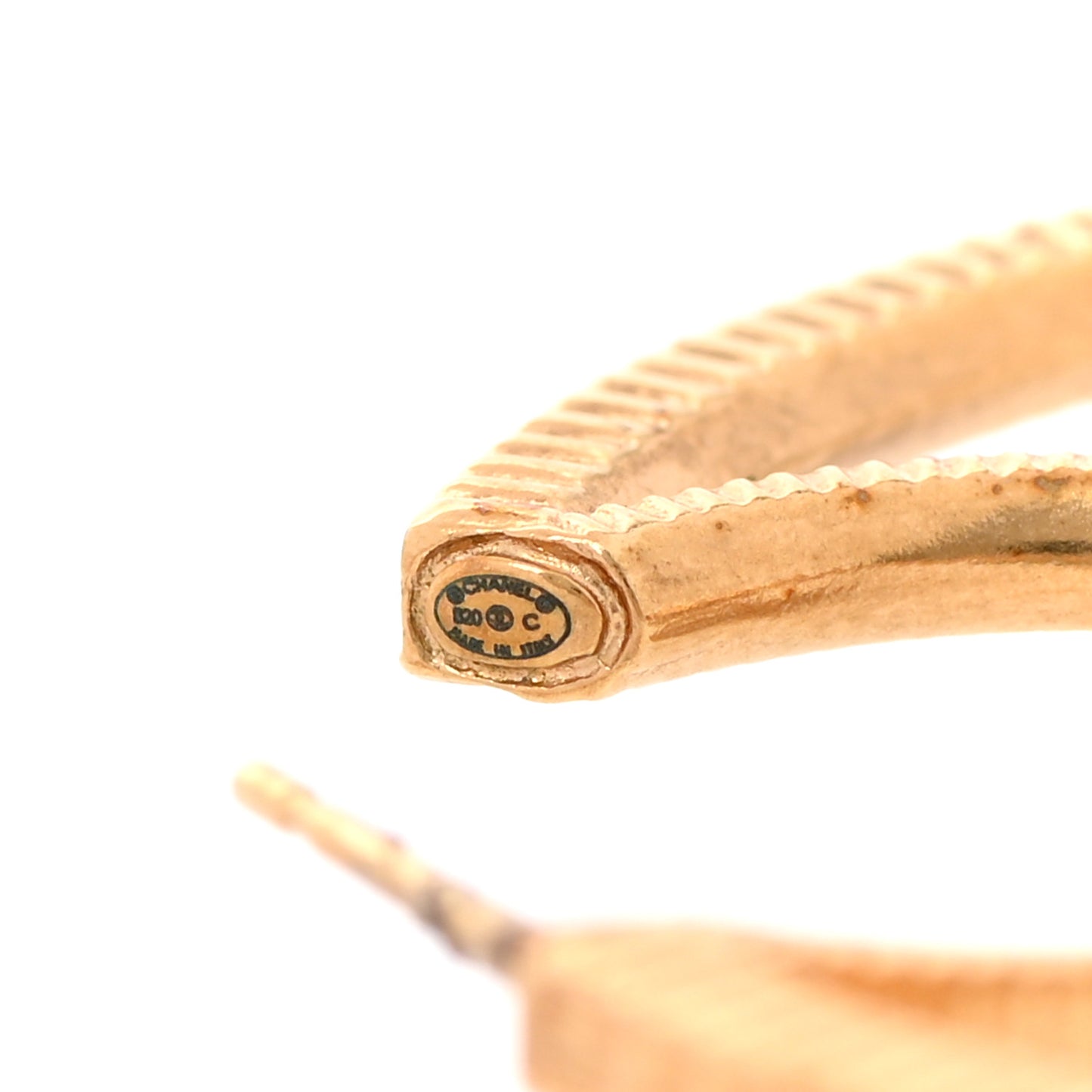 Crystal CC Drop Hoop Earrings Gold