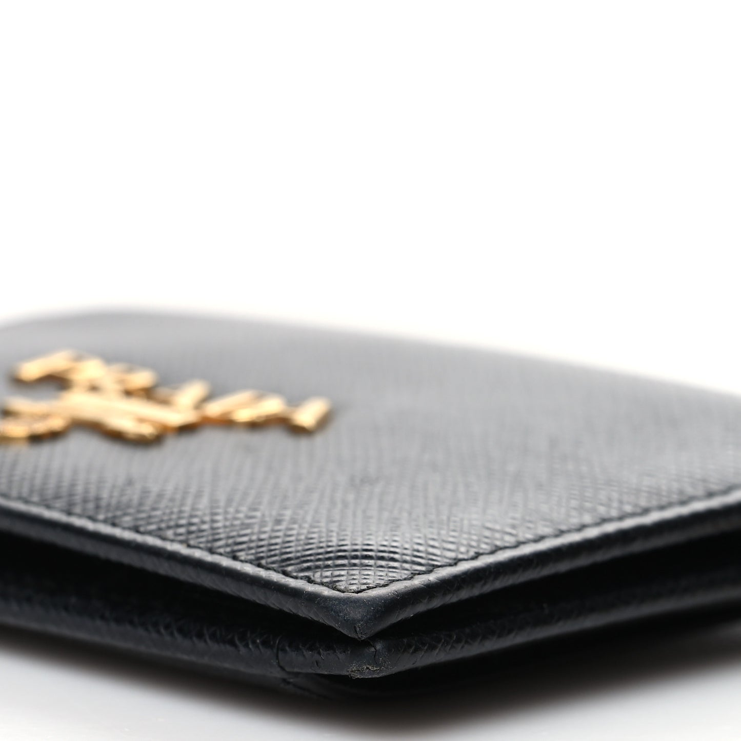 Saffiano Metal Card Holder Wristlet Black
