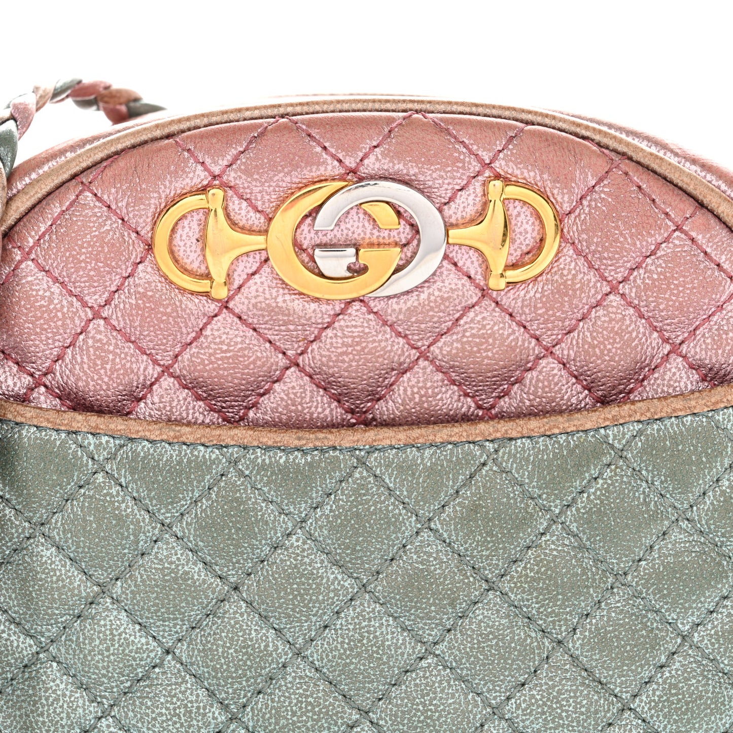 Laminated Nappa Trapuntata Mini Zumi Dome Shoulder Bag Rosa Lago Rame