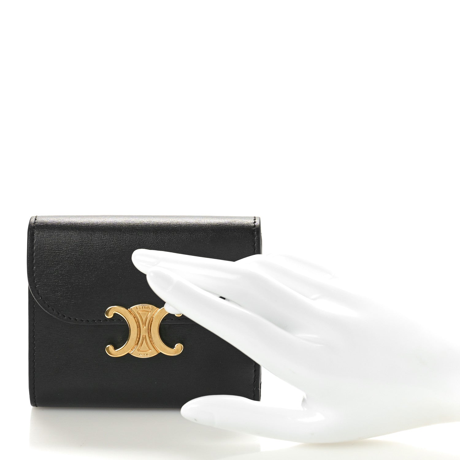 Celine Shiny Calfskin Small Triomphe Wallet Black 2 of 11