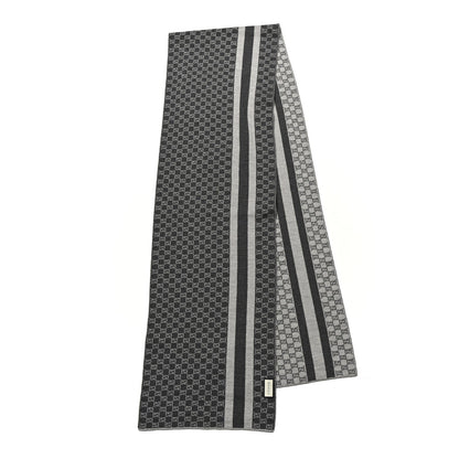 Gucci Wool Tricot GG Monogram Web New Lunicart Scarf Medium Grey 2 of 3